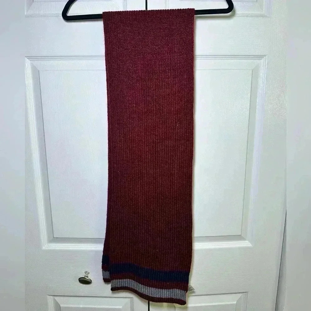 Old Navy Maroon Knit Scarf with Striped Detail